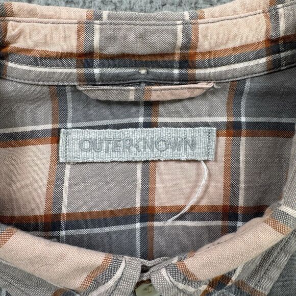 Outerknown‎ Shirt Mens L Check Sleeve Button Up Organic Cotton Casual - Picture 3 of 8